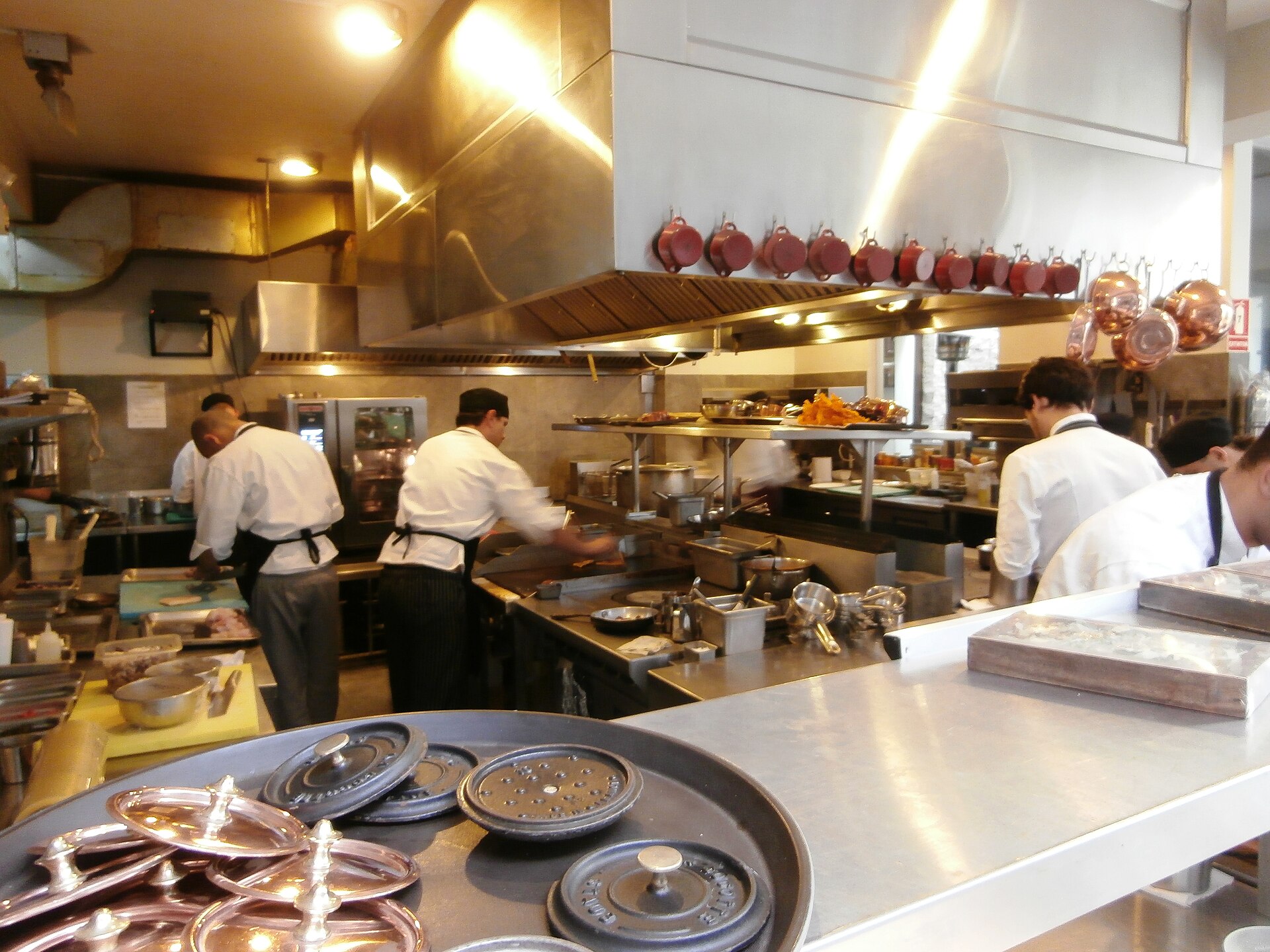 Kitchen team working together
